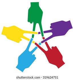 peace,Unity and support symbolic,Hand and finger Actions Mark Forums a pentagram
