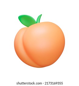 Peach 3d icon. Isolated object on a transparent background