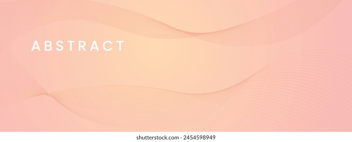 Peach abstract background with abstract waves in soft colors. Futuristic technology concept. Vector.