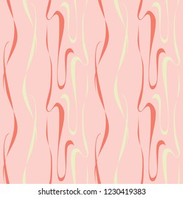Peach abstract hand drawn pattern, waves or curls background. Seamless pattern for your wallpapers, fabrics, web page backgrounds, surface designs. Vector illustration.