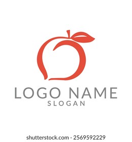 Peach Abstract Logo Isolated on White Background