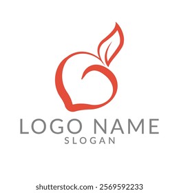 Peach Abstract Logo Isolated on White Background