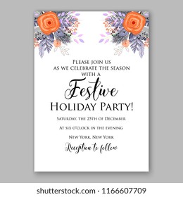 Peach Anemone floral vector background for christmas invitation baby shower invitation bridal shower wedding invitation card template