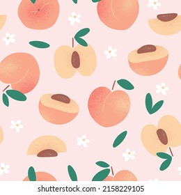 Peach or apricot seamless pattern. Design for fabric or packaging. Vector illustration