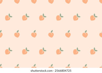 Peach or apricot seamless pattern. Summer tropical endless background. Vector fruit design for label, fabric, packaging, wrapping paper, wallpaper, backgrounds, phone case. Seamless surface design