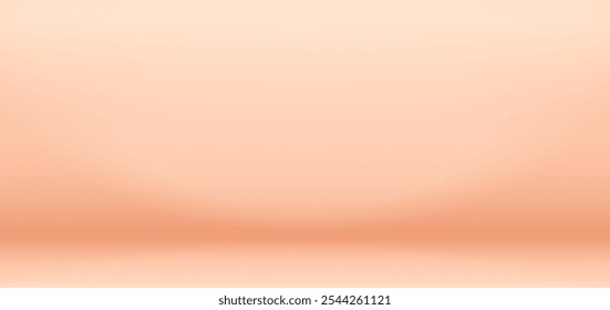 Peach Bege cor fundo estúdio. Abstrato sala vazia com luz suave para a apresentação do produto. Gradiente simples com pódio. Ilustração vetorial com parede e chão limpos de creme