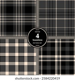 Peach and Black Seamless Pattern Set of 4