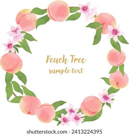 Peach Blossom and Fruit Frame Illustration

