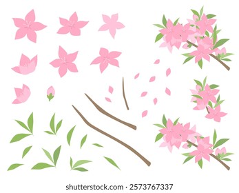 Peach blossom illustration material set