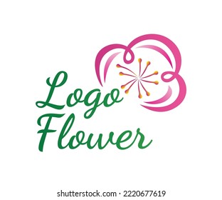 Peach blossom logo icon design template. Creative logo with peach blossom stylized. Vietnam peach blossom logo, symbol of Vietnamese Lunar New Year. Concept of nature, beauty, Vietnamese culture.
