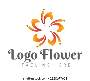 Peach blossom logo icon design template. Creative logo with peach blossom stylized. Vietnam peach blossom logo, symbol of Vietnamese Lunar New Year. Concept of nature, beauty, Vietnamese culture.

