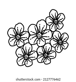 Peach Blossom Part of Chinese New Year Accessories and Symbols Hand Drawn Icon Set Vector.
