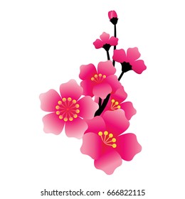 Peach blossom vector, abstract flowers pink color