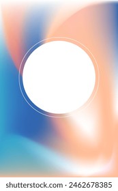 Peach blue frame, poster , card with copy space. Vector illustration. Gradient blurred background. Empty space background for covers, branding, social media. Holographic pastel colour print
