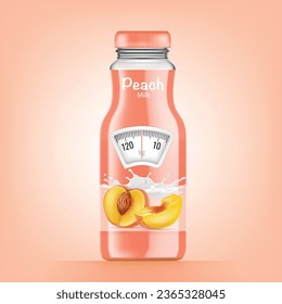 Peach Bottle with a weight scale. Diet concept. Vector.