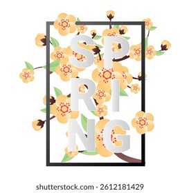 Peach Branch Illustration Traditional Spring Celebration.