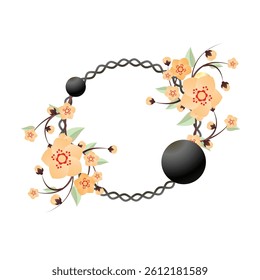 Peach Branch Illustration Traditional Spring Celebration.
