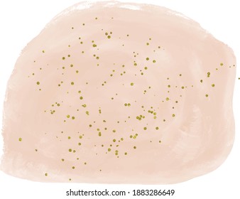 Peach brush stroke watercolor texture with golden glitter confetti
