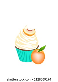 Peach cake isolated