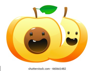 Peach Cartoon character cute fun isolated object