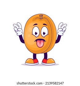 peach cartoon mascot showing teasing expression. fruit character vector illustration concept