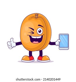 peach cartoon mascot showing thumbs up expression. fruit character vector illustration concept