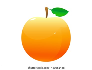 Peach cartoon on white background and isolated