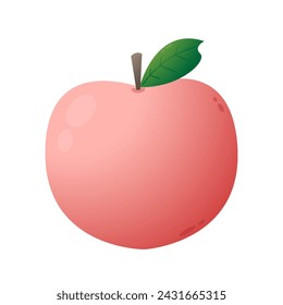 Peach cartoon vector. Doodle peach with leaves icon. Peach fruit in shape of heart isolated on white background. Farm, natural food, fresh fruits.