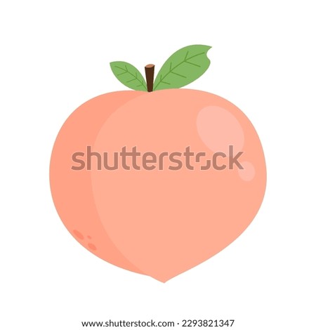 Peach cartoon vector. Doodle peach with leaves icon. Peach fruit in shape of heart isolated on white background. Farm, natural food, fresh fruits.