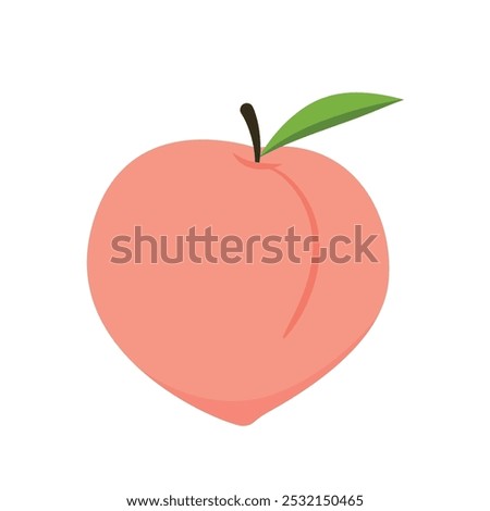 Peach cartoon vector. Doodle peach with leaves icon. Peach fruit in shape of heart isolated on white background. Farm, natural food, fresh fruits.