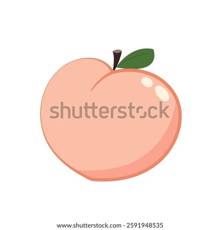 Peach cartoon vector. Doodle peach with leaves icon. Peach fruit in shape of heart isolated on white background. Farm, natural food, fresh fruits.