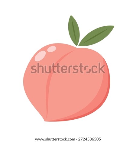 Peach cartoon vector. Doodle peach with leaves icon. Peach fruit in shape of heart isolated on white background. Farm, natural food, fresh fruits.