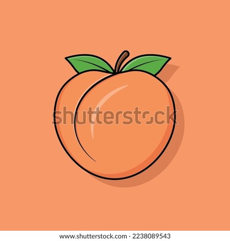 Peach cartoon vector icon illustration. Fruit icon concept isolated vector. Flat cartoon style. Peach Illustration.
