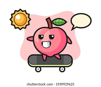 Peach character illustration ride a skateboard