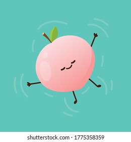 Peach character. peach on white background. Peach in the pool.