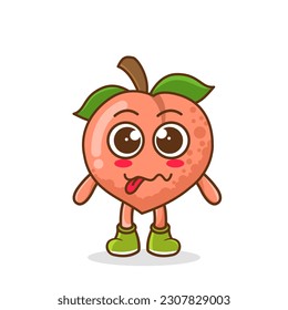 peach character in sweet expression while sticking out her tongue