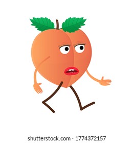 Peach. Peach character, vector illustration