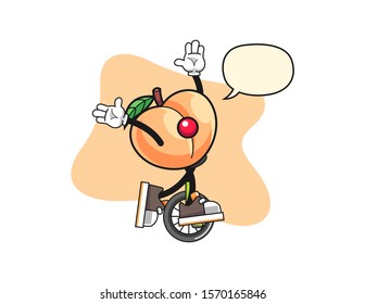 Peach clown with speech bubble cartoon. Mascot Character vector.