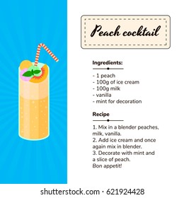 peach cocktail, cocktail recipe, vector