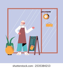 Peach Coffee Shop Activity Full Set Illustration
