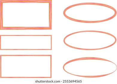 peach color art different shapes frames set vector