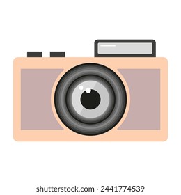 Peach color camera icon. Vintage photography tool illustration. Simple snapshot device graphic. Trendy photo equipment symbol. Vector illustration. EPS 10.