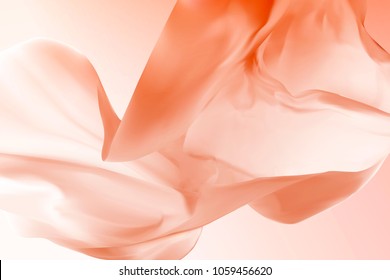 Peach color chiffon, light cloth flying in the air as background in 3d illustration