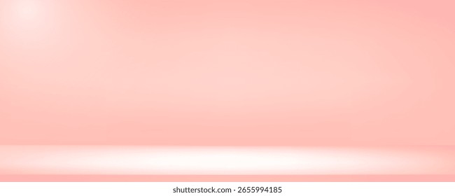 Peach color gradation background. Light neutral wall product room. Minimal pastel table scene. Empty desk stage for beauty cosmetic presentation. Vector gradient illustration. Template with limbo.