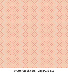 peach color pixels. hand drawn squares. folk carpet. vector seamless pattern. decorative art. repetitive background. geometric fabric swatch. wrapping paper. textile design template