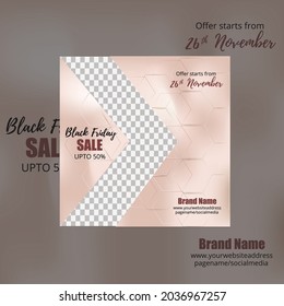 Peach color social media post design for black Friday sale