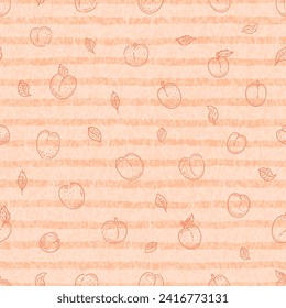 Diseño de patrones de franjas de color de color de color de color de color de color de color de color de color de color. La paleta de moda de Fuzz 2024 años de antigüedad no tiene nada que ver. Peach fuzz patrón de moda de verano de primavera con frutas abstractas y líneas gruesas. Ropa japonesa de color 2024 sin foco