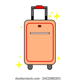 peach color suitcase vector design that looks sweet and cool