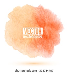 Peach color vector watercolor stain on white background