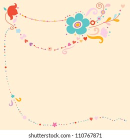 Peach colored background with delicate details.